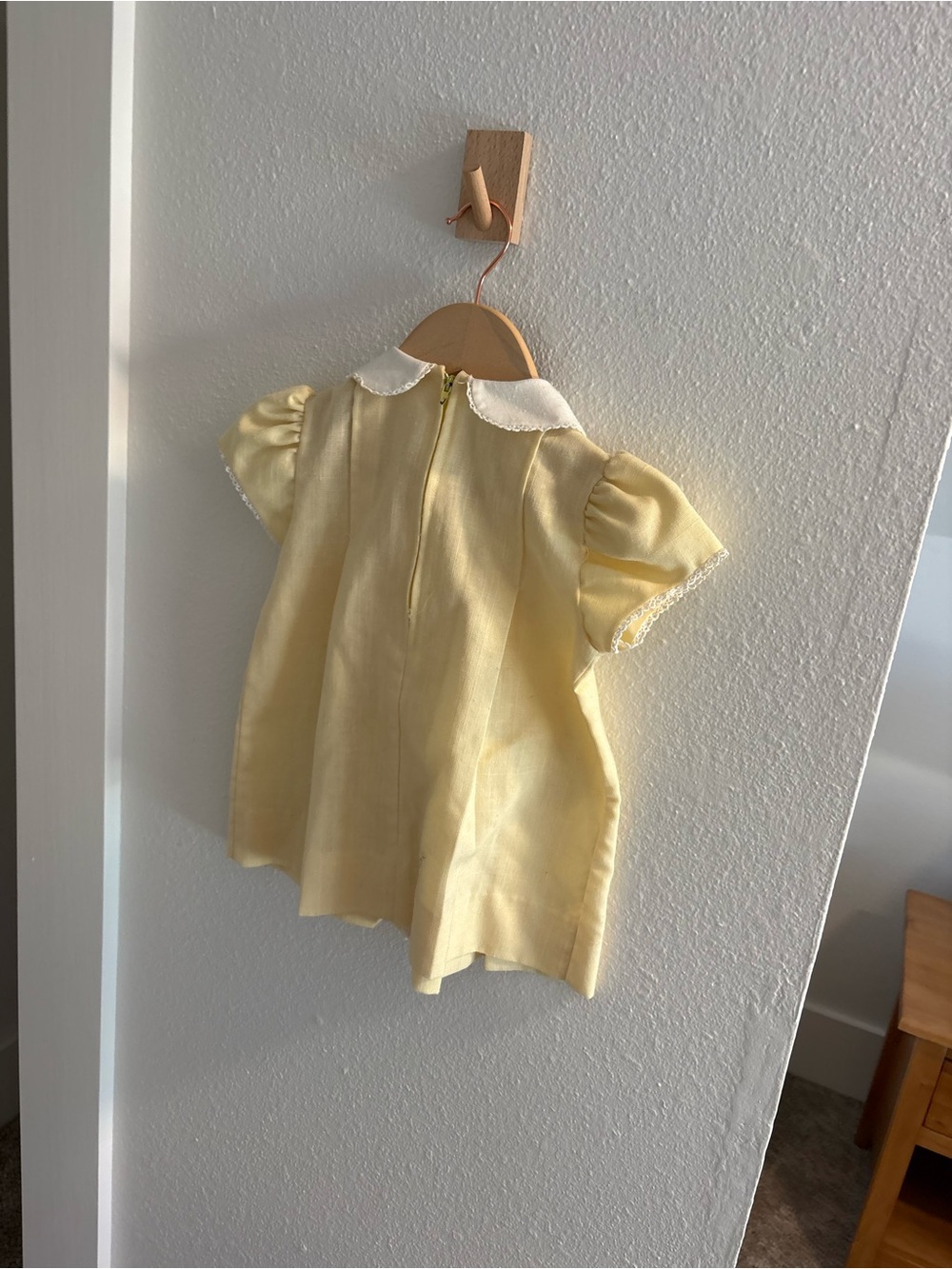 Classic Yellow Ruffled Peter Pan Collar toddler Dress VINTAGE ✨ - Picture 6 of 7